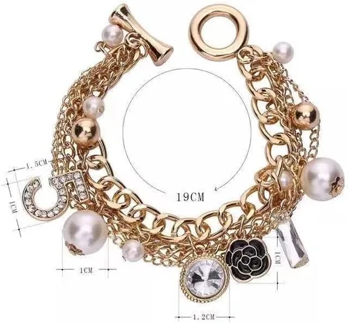Miniatura 4 de Pulseras de oro para mujer, pulseras de camelia, regalos para mujeres y niñas, perlas, camelia, número 5