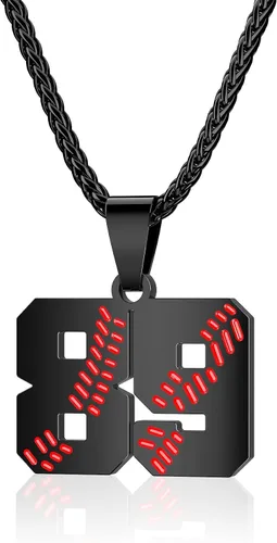 Miniatura 49 de Collar con número de béisbol para niños 00-99, collar con número de camiseta de béisbol de acero inoxidable, colgante personalizado, regalo