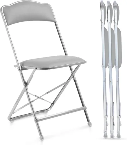 Miniatura 8 de Paquete de 4 sillas plegables de alta calidad, asiento estrecho de 15 pulgadas, asiento y respaldo acolchado, se pliega ultra delgado (~1 pulgada)