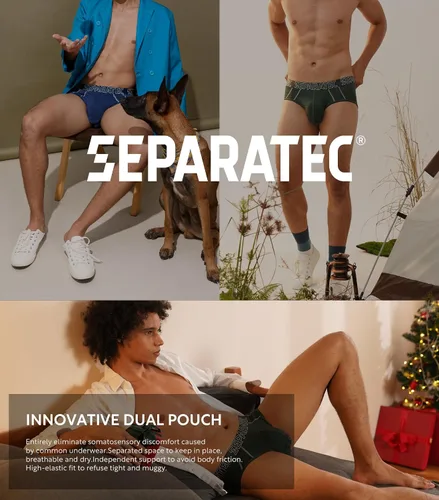Miniatura 6 de Separatec Ropa interior para hombre con bolsa transpirable de rayón refrescante hecha de ropa interior de bambú, doble bolsa para hombre, paquete