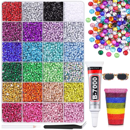 Miniatura 36 de 30000 diamantes de imitación de resina para deslumbrar con pegamento de joyería B7000, gemas de imitación doradas para manualidades, ropa, vasos