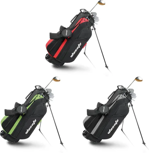 Miniatura 8 de Bolsa de soporte de golf de nailon, ligera, divisor de 14 vías, 6 bolsillos con cremallera, bolsa para club de golf con asa, cubierta de lluvia