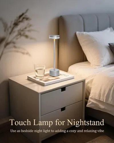 Miniatura 8 de Paquete de 2 lámparas de mesa LED inalámbricas recargables, lámpara de escritorio LED portátil de 5000 mAh, funciona con pilas, luz de mesa