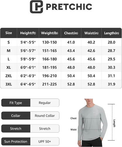 Miniatura 7 de Camiseta de manga larga Pretchic con protección solar UPF 50+, para hombre