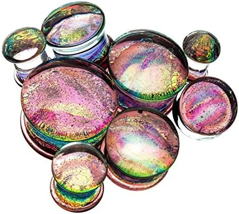 Miniatura 4 de Pierced Owl - Purple Multicolor Sparkling Swirl Single Flared Glass Plugs, Sold as a Pair