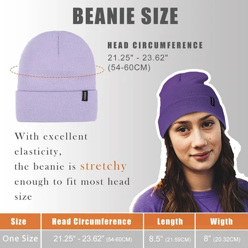 Miniatura 31 de Gorros de lana para mujeres y hombres, unisex, de punto suave, con puños, diseño de calavera, elástico, color sólido, sombreros de invierno