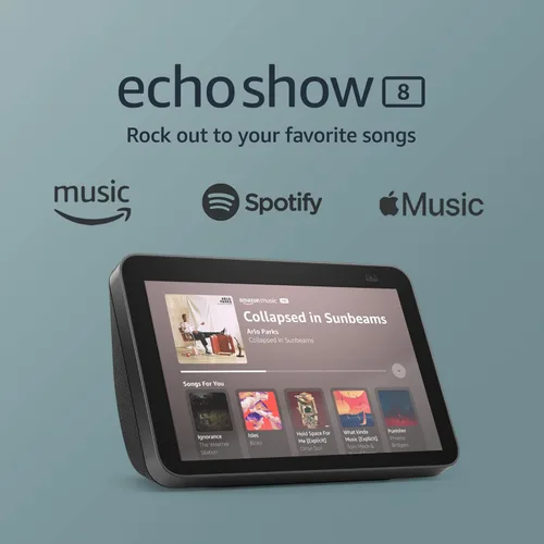 Nuevo Echo Show 8 (2da generación, edición 2021) - Pantalla HD inteligente con Alexa y cámara de 13 MP - Carbón