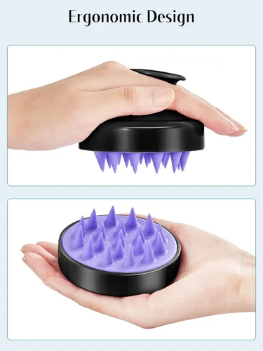 Miniatura 2 de HEETA - Juego de 2 masajeadores para el cuero cabelludo para el crecimiento del cabello, cepillo de champú de silicona suave para exfoliación