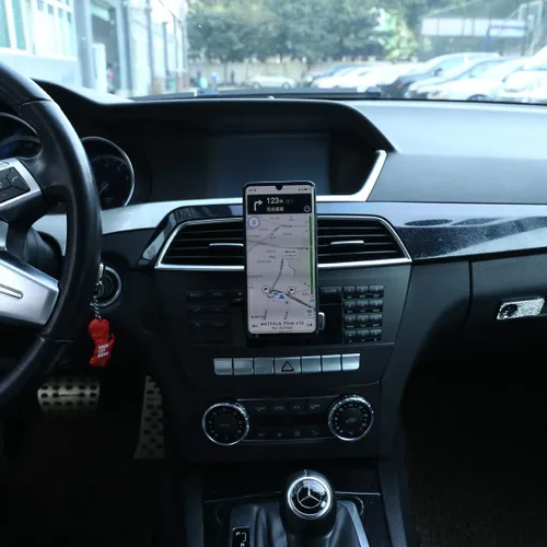 Miniatura 6 de Soporte para teléfono móvil de aleación de aluminio negro en la rejilla central del aire del automóvil, accesorios para Mercedes Benz Clase C W204