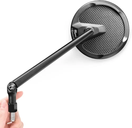 KiWAV Aftermarket - Espejos retrovisores laterales redondos Mamba real fibra de carbono negro convexo ajustable M8 0.315 in 1.25 adaptadores de paso