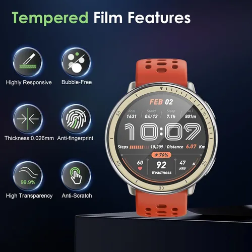 Miniatura 5 de Protector de pantalla compatible con Amazfit Active 2, antiarañazos, cobertura de pantalla completa 3D, compatible con fundas, HD Ultra, paquete de 3