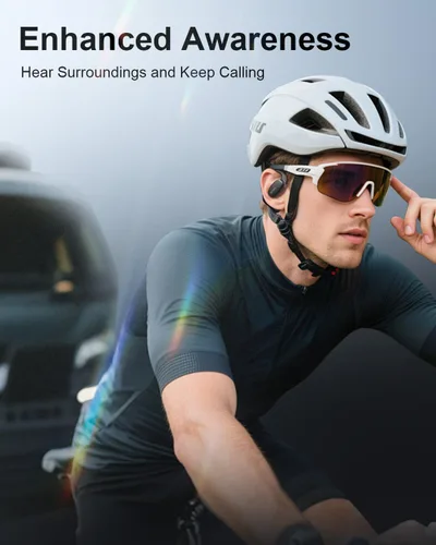 Miniatura 7 de ENC - Auriculares inalámbricos con 2 micrófonos, llamadas claras AI, cómodos ganchos para los oídos, sonido estéreo, auriculares Bluetooth