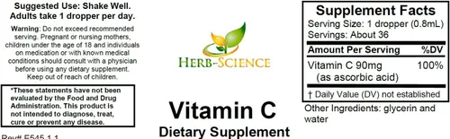 Miniatura 4 de Vitamina C líquida: ácido ascórbico prensado en frío, de alta absorción, vegano, sin alcohol, gotas de vitamina C sublinguales, sin sabores