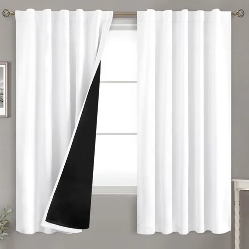 Miniatura 136 de BGment Cortinas 100% opacas beige de 63 pulgadas de largo con forro aislante térmico, bolsillo para varilla y lengüeta trasera de doble capa
