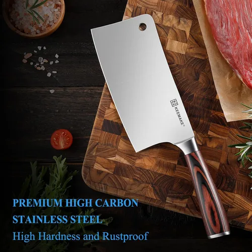 Miniatura 6 de Cuchillo KEEMAKE de 7 pulgadas, cuchillo para carne de servicio pesado con acero alemán de alto carbono inoxidable 1.4116, cuchillo de verduras