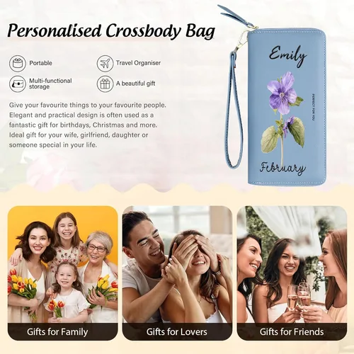 Miniatura 64 de Badiya Billetera para mujer con bloqueo RFlD de cuero con cremallera alrededor de carteras de gran capacidad