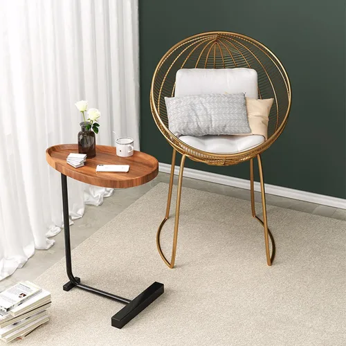 Miniatura 3 de Mesa auxiliar en forma de C, mesa auxiliar pequeña en C para sofá y mesita de noche, mesas auxiliares de sofá que se deslizan debajo, mesa auxiliar
