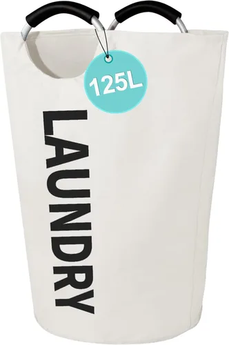 WOOHA Cesta de lavandería grande de 115 litros, cesta plegable para ropa, cestas altas de tela plegables para dormitorio, armario, baño,