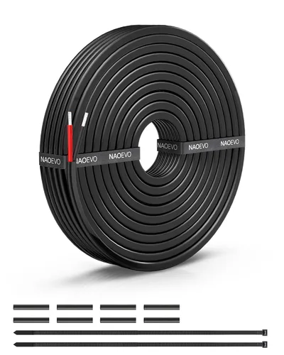 Miniatura 32 de NAOEVO Cable eléctrico de calibre 10, 2 conductores, cable de PVC trenzado de 10 AWG, bajo voltaje de 12 V/cobre estañado/cable flexible
