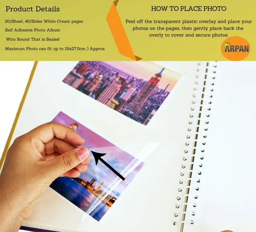 Miniatura 3 de Arpan Álbum de fotos de páginas magnéticas autoadhesivas grandes – 1 álbum de fotos con eslóganes inspiradores para la vida