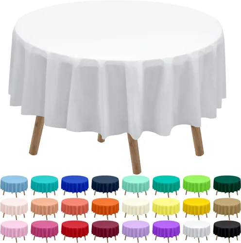Miniatura 13 de Paquete de 2 manteles de plástico desechables de 84 pulgadas de color azul aguamarina, manteles circulares para baby shower, baby shower, PEVA, azul