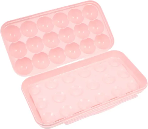 Angoily Cartón de huevos, soporte apilable para huevos para refrigerador, almacenamiento de plástico1, bandejas de almacenamiento rosa de cocina con