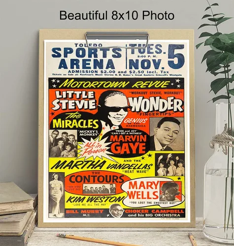 Miniatura 4 de Motown Black Music - Arte de pared afroamericano - Arte negro - Cultura afroamericana - Historia - Stevie Wonder, carteles de concierto de Marvin