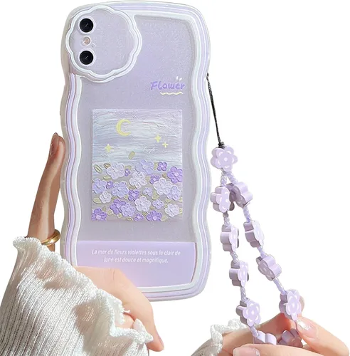 Miniatura 9 de Funda compatible con iPhone 11 Pro Max con bonito diseño de flores negras y sencillas, para mujeres, adolescentes y niñas, funda protectora de lente