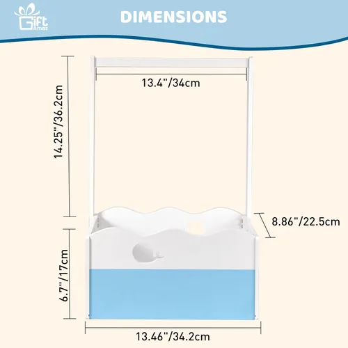 Miniatura 3 de GiftAmaz Armario de madera azul para baby shower, caja de almacenamiento para bebés con asa, cesta de regalos de baby shower, caja de bienvenida