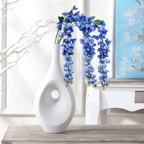 Miniatura 5 de Arbusto de flores colgantes de glicina blanca artificial, 2 piezas de 38.2 pulgadas, guirnalda de glicina de seda falsa, flores de glicina, Blanco