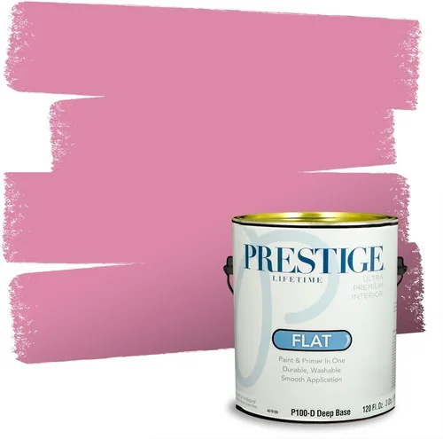 Miniatura 241 de Prestige Paints E100-T-SW6591 Pintura exterior e imprimación en uno, 1 galón, plano, combinación comparable de Sherwin Williams Amaryllis, 1 galón
