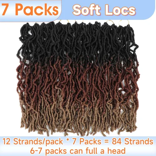 Miniatura 5 de Paquetes de 7 extensiones de cabello de ganchillo sintético de 22 pulgadas / 55,9 cm. Extensiones de cabello de ganchillo con mechones suaves