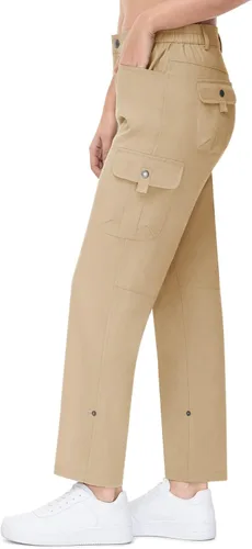Miniatura 6 de TBMPOY Pantalones de senderismo para mujer, convertibles, enrollables, capri, de secado rápido, ligeros, con bolsillos de carga al aire libre