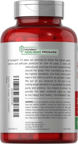 Miniatura 3 de Horbäach Cápsulas de vinagre de sidra de manzana 2400 mg 150 unidades Suplemento sin OMG, sin gluten