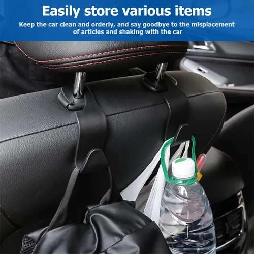 Miniatura 6 de 4 ganchos para reposacabezas de asiento de coche, soporte de colgador para asiento trasero, organizador de vehículo universal y elegante