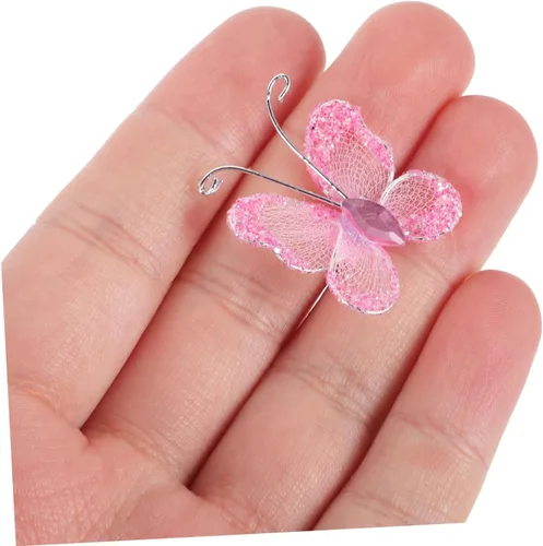 Miniatura 5 de NUOBESTY 50 alas de nailon de organza con purpurina de malla con purpurina para decoración de mariposas, gema decorativa con purpurina para mesa