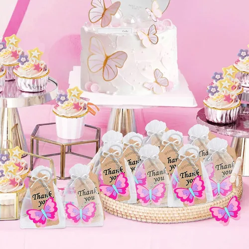 Miniatura 5 de CiciBear Paquete de 24 llaveros de mariposa para decoración de fiesta para invitados, fiesta temática de mariposas, baby shower, fiesta escolar