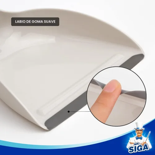 Miniatura 7 de MR.SIGA Juego de mini recogedor y cepillo, cepillo de limpieza portátil y recogedor combinado con mango de bambú, 1 juego Blanco