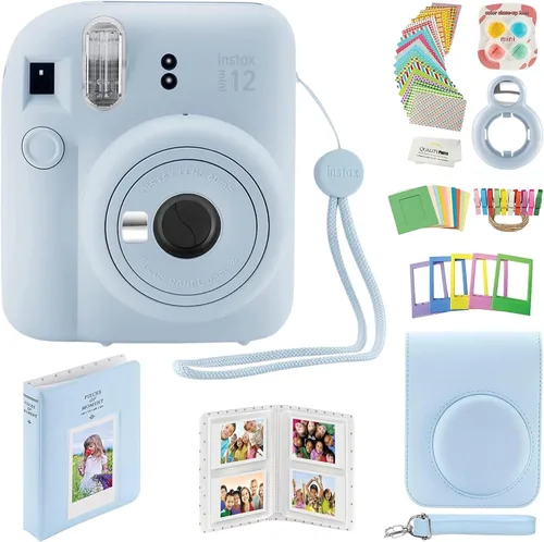 Miniatura 9 de Fujifilm - Cámara instantánea Instax Mini 12 con funda, calcomanías decorativas, marcos, álbum de fotos y más kit de accesorios (rosa flor)