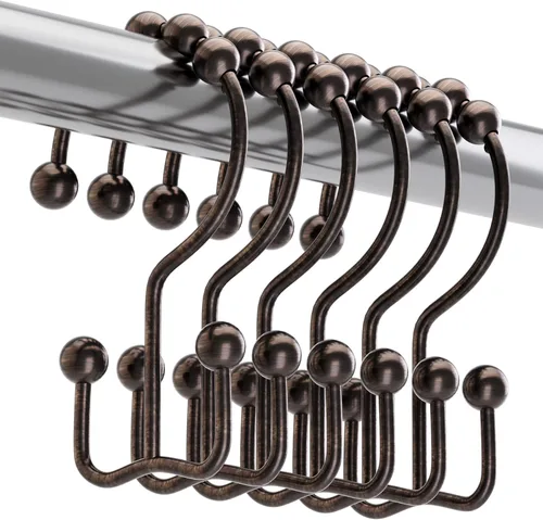 Miniatura 13 de Titanker Ganchos Anillos para Cortina de Ducha, Ganchos de Ducha de Metal de Doble Deslizamiento Resistentes al Óxido para Barras de Cortinas