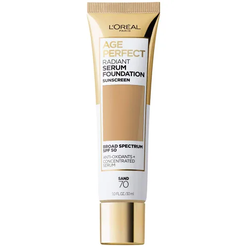 Miniatura 10 de L'Oreal Paris Age Perfect Base de suero radiante con SPF 50, Rosa Miel, 1 fl. oz. Rosa (honey rose)