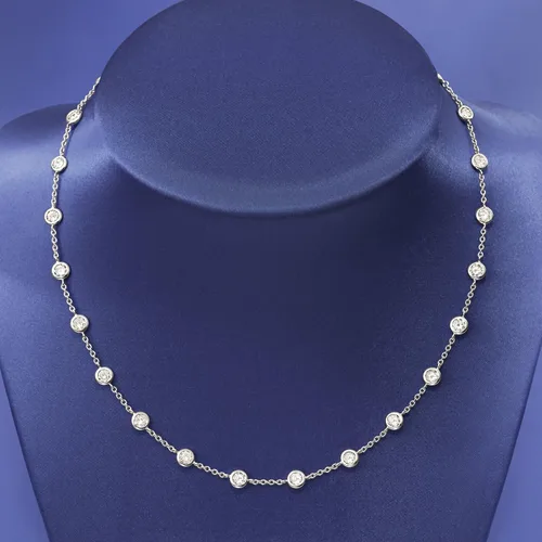 Miniatura 6 de Ross-Simons 10.00 ct. t.w. Bezel-Set CZ Station Necklace in Sterling Silver