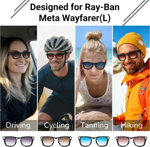Miniatura 7 de BonFook HiBloks Transitions/Gradient Polarized Matte/Shiny Clip-On Lenses for RayBan Gen 1&2 Meta Wayfarer(RW4006/4008/4012)