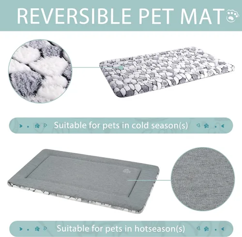 Miniatura 3 de VANKEAN Tapete de cama reversible para jaula de perro (cálido y fresco), tapete suave para dormir para mascotas, cama para perro para jaula