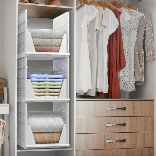Miniatura 3 de Sorbus Cestas organizadoras apilables para estantes, organizador de armario de plástico para ropa, despensa, baño, cocina y garaje, contenedores