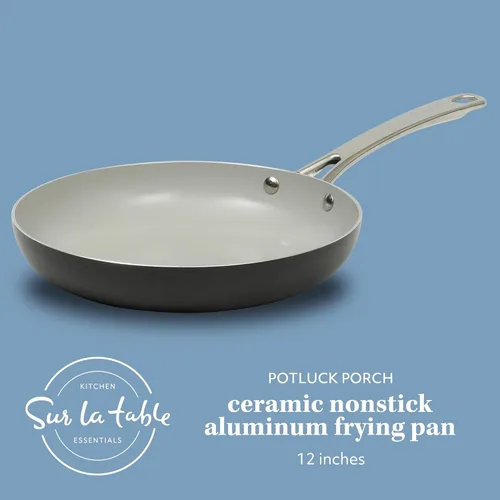 Miniatura 2 de Sur La Table Kitchen Essentials Potluck Porch Sartén para Freír Profunda de 12 Pulgadas Sartén de Aluminio Libre de PFA Utensilios de Cocina de Negro
