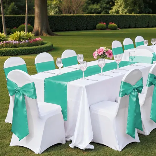 Miniatura 220 de mds - Lote de 10 lazos de satén para sillas de boda y eventos, para decoración de fiestas, 30 colores, Satin, 10 Verde oliva