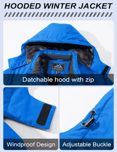Miniatura 4 de MAGCOMSEN - Abrigos de invierno para hombre, impermeables, con forro polar, parka, con capucha, para esquiar, senderismo, trabajo