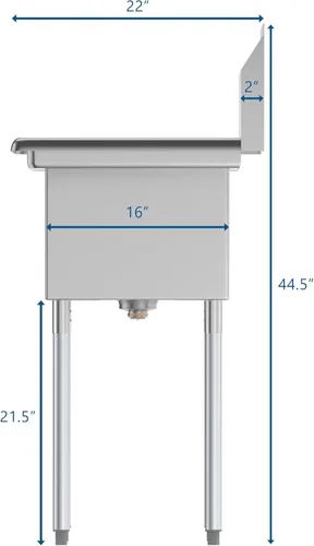 Miniatura 5 de KoolMore Fregadero de Preparación y Utilidad de Cocina Comercial NSF de Acero Inoxidable de 2 Compartimentos con Escurridor - Tamaño del Tazón 14" x