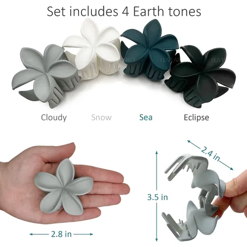 Miniatura 6 de Pinzas para el pelo de flores para mujeres y niñas, de cabello grueso a fino, medianas, bonitas, pinzas decorativas de plumeria, accesorios